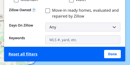 Zillow's keywords field